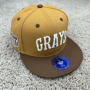 Homestead Grays Hat Ebbets Field Flannels NLB 7 1/4 Tan Brown 3D Logo Side Patch